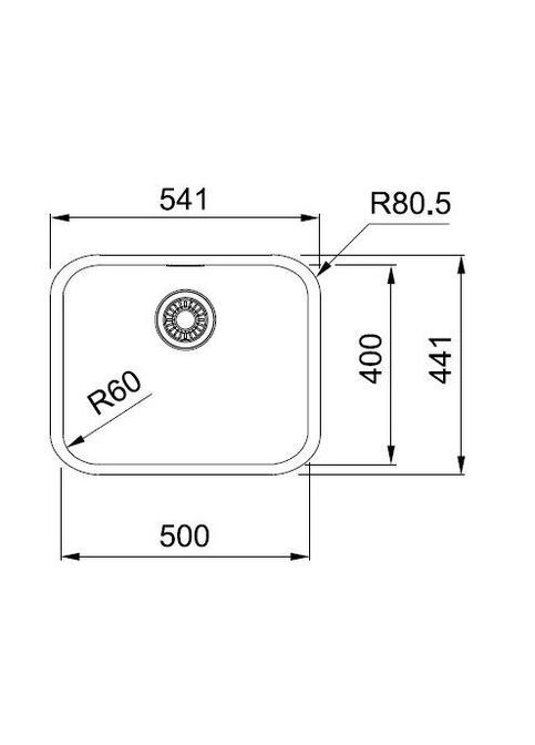 Мийка кухонна Smart, нерж.сталь, прямокутник, без крила, 500х400мм, чаша - 1, монтаж під стільницю, SRX 110-50, нерж поліров. FRANKE (360401872)