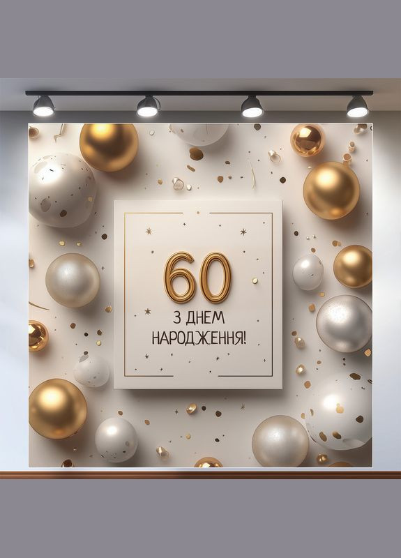 Банер для фотозони "З Днем народження" | 1.6×1.6 м | Святковий фон №42059 Vinylpex (360982742)