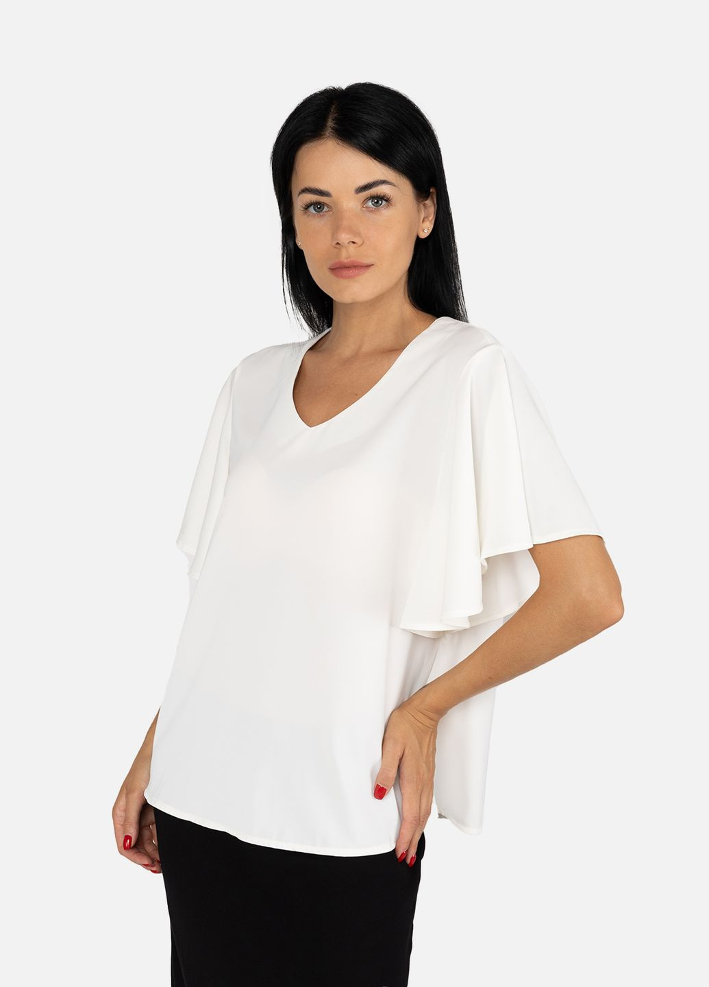 Молочная женская блуза с коротким рукавом цвет молочный cb-00255752 Yuki