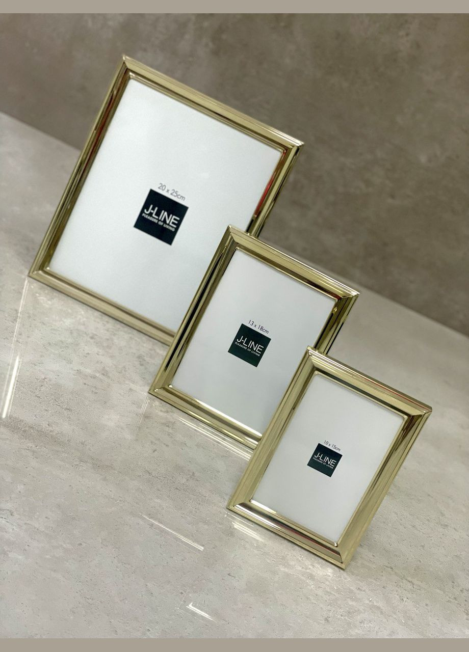 Фоторамка металлическая классическая золотистая 13х18 см. Бельгия (17662) J-Line (305394853)