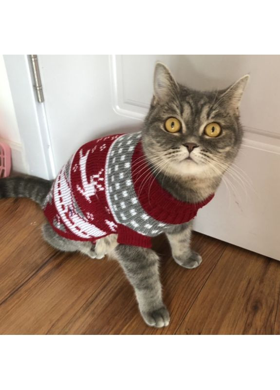 Светр новорічний для котів та невеликих собак довжина 35 см Розмір XL Nobrand (372128405)