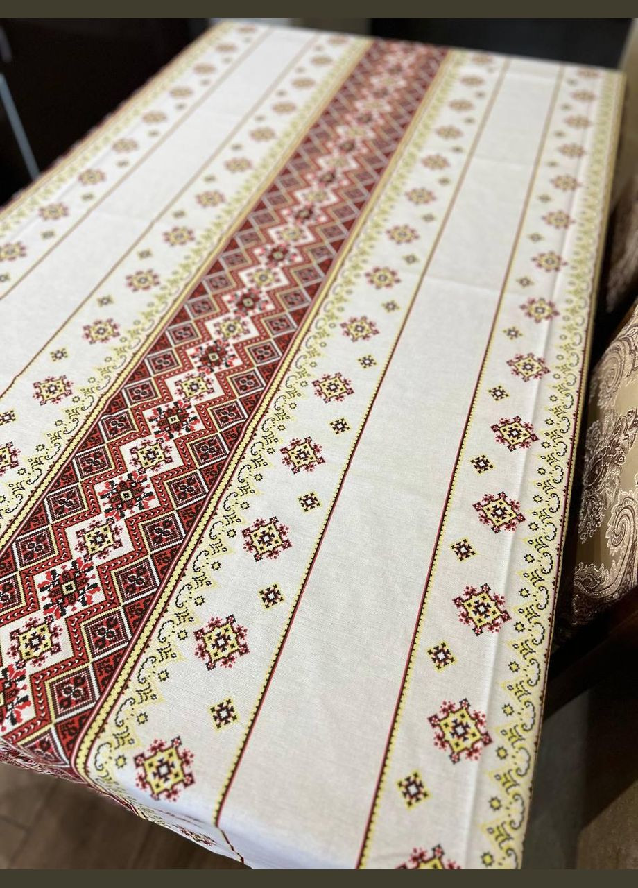 Скатертина з українським орнаментом гіпоалергенна 150х180 см Білий (П4КЕ05018-52) No Brand (306633735)