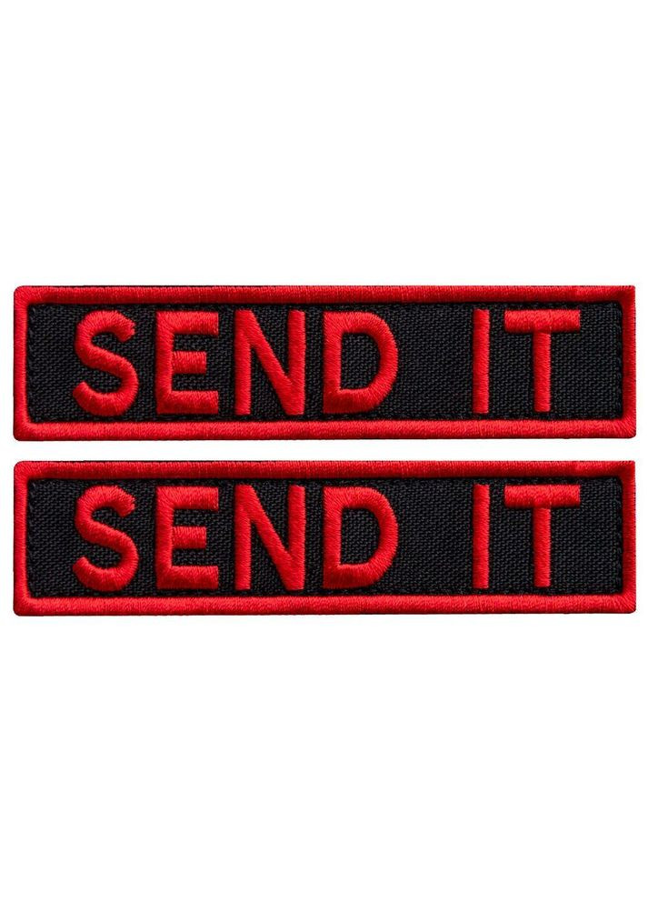 Набір шевронів 2 шт. з липучкою Send it червоний 10x2,5 см вишитий патч шеврон нашивка IDEIA (316460998)