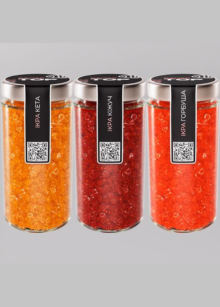 Набор из трех видов Икорного продукта CapsFood Икра Горбуша + Кета + Кижуч PREMIUM 500+500+500 граммов No Brand (305215671)
