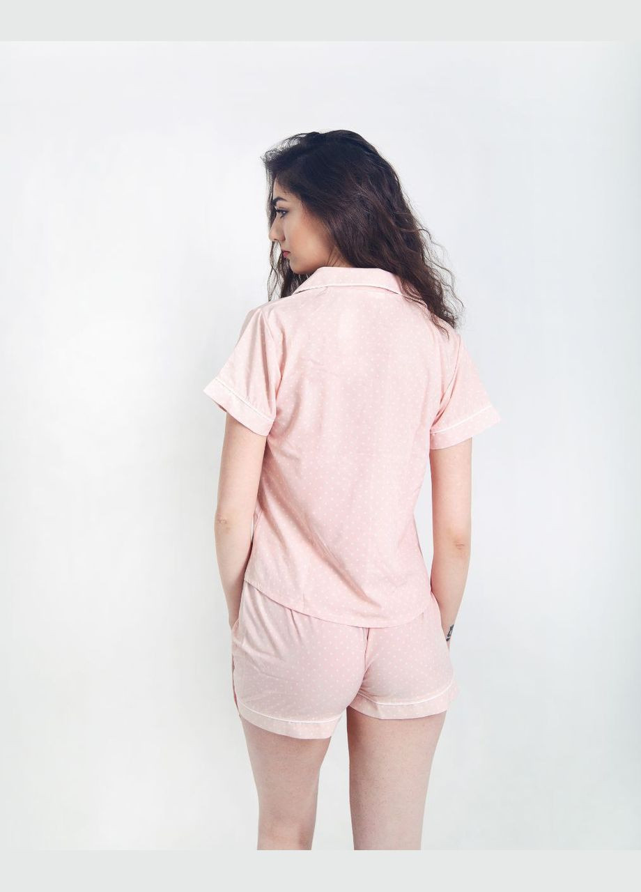 Світло-рожева всесезон піжама жіноча сорочка та шорти, шовк армані сорочка + шорти No Brand піжама
