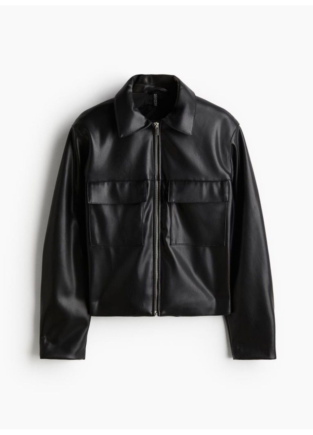 Черная демисезонная женская куртка с эко-кожи н&м (57692) xs черная H&M