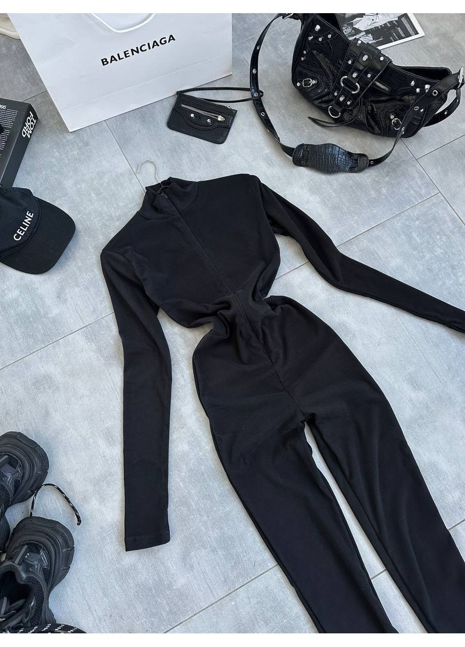 Женский комбинезон с акцентом на талии. No Brand комбинезон-брюки чёрный спортивный, кэжуал трикотаж