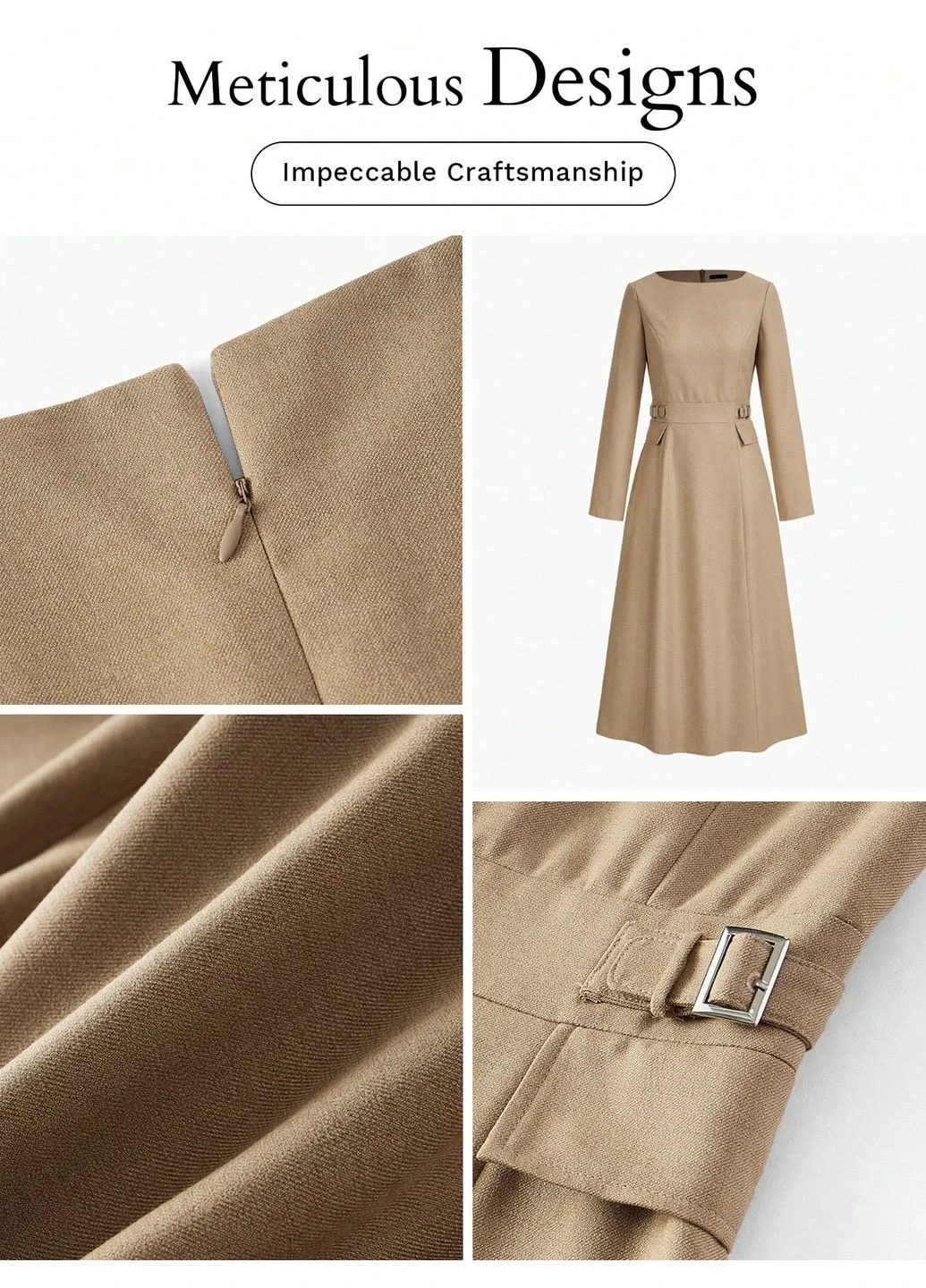 Бежевое платье SHEIN однотонное