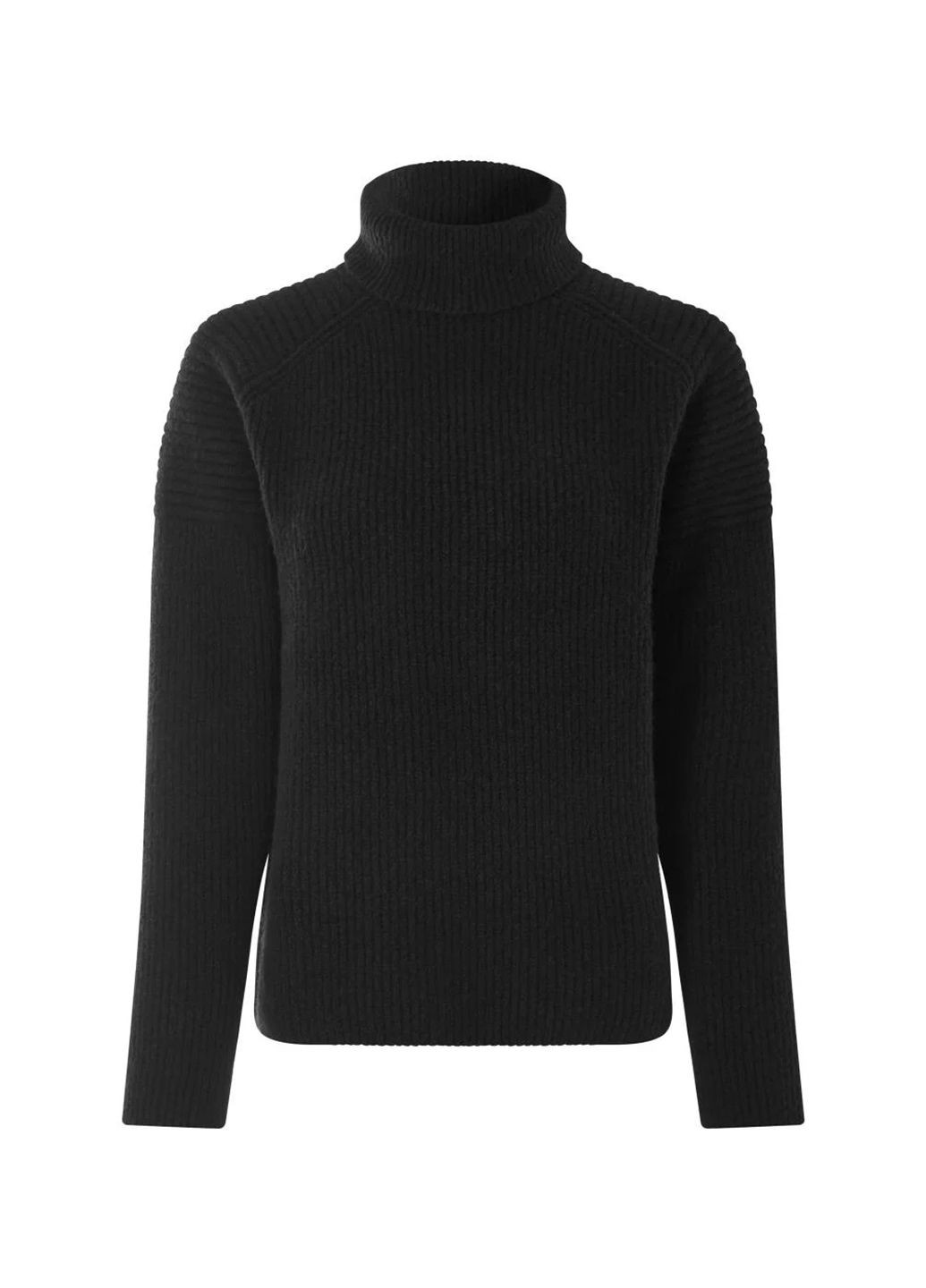 Черный демисезонный женский вязаный свитер под горло с шерстью джемпер Esmara