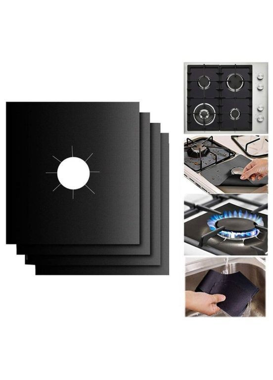 защитные накладки на газовую плиту 4 шт, тефлоновые, антипригарные, моющиеся, 27×27 см No Brand
