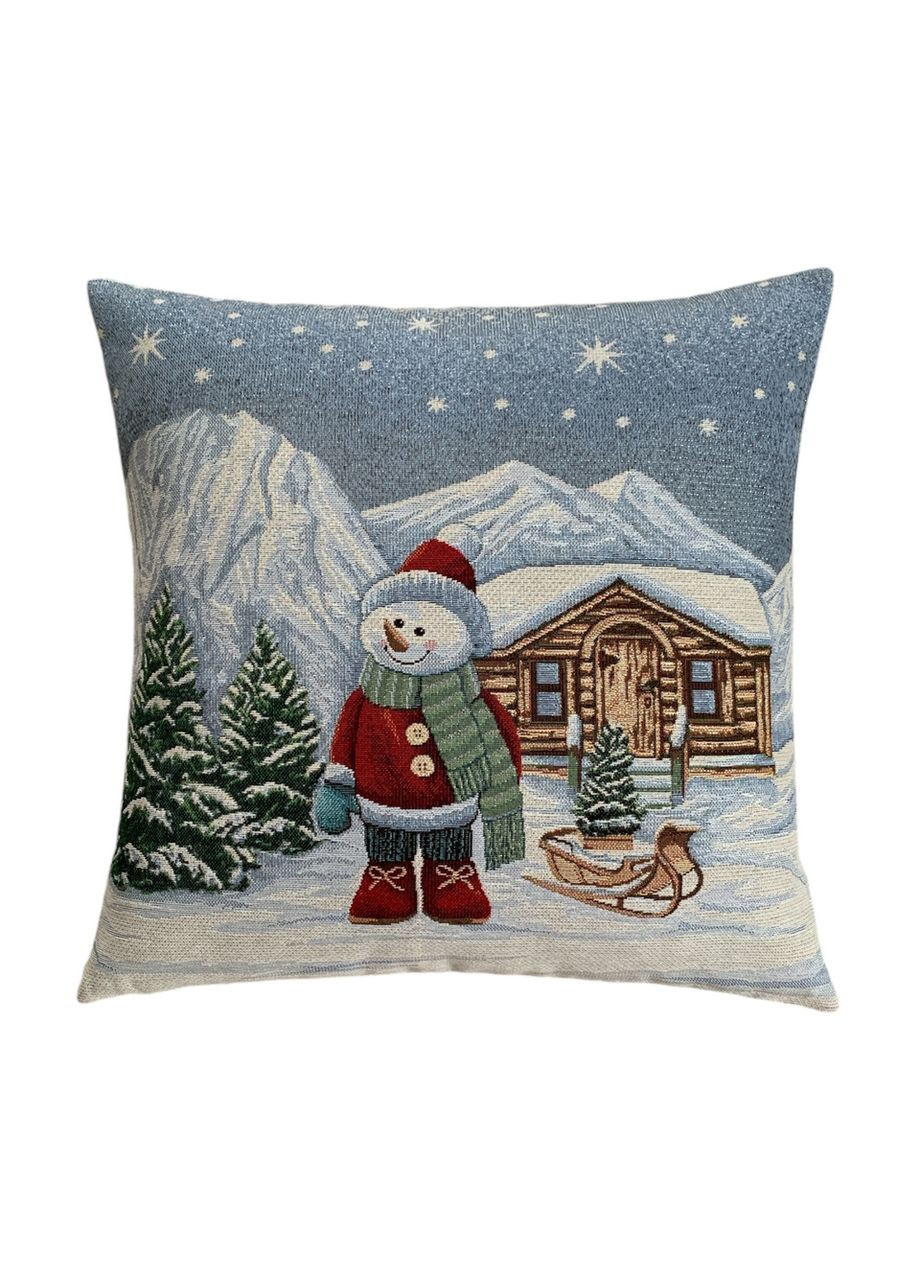 Новогодняя наволочка на подушку 45х45 см, гобеленовая. No Brand (360890032)