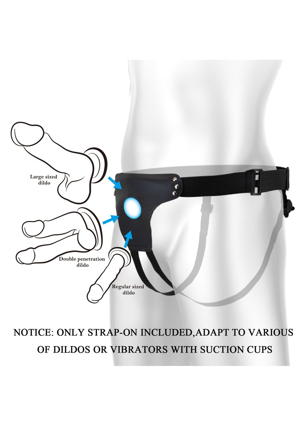 Трусики-ремені для страпону Love Spell, чорні, 80-118 см Pretty Love (361670141)