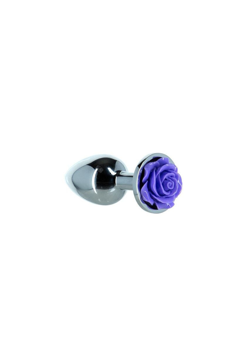 Металева анальна пробка з трояндою - Rose Anal Plug - Purple, віброкуля в подарунок Lux Active (293959607)