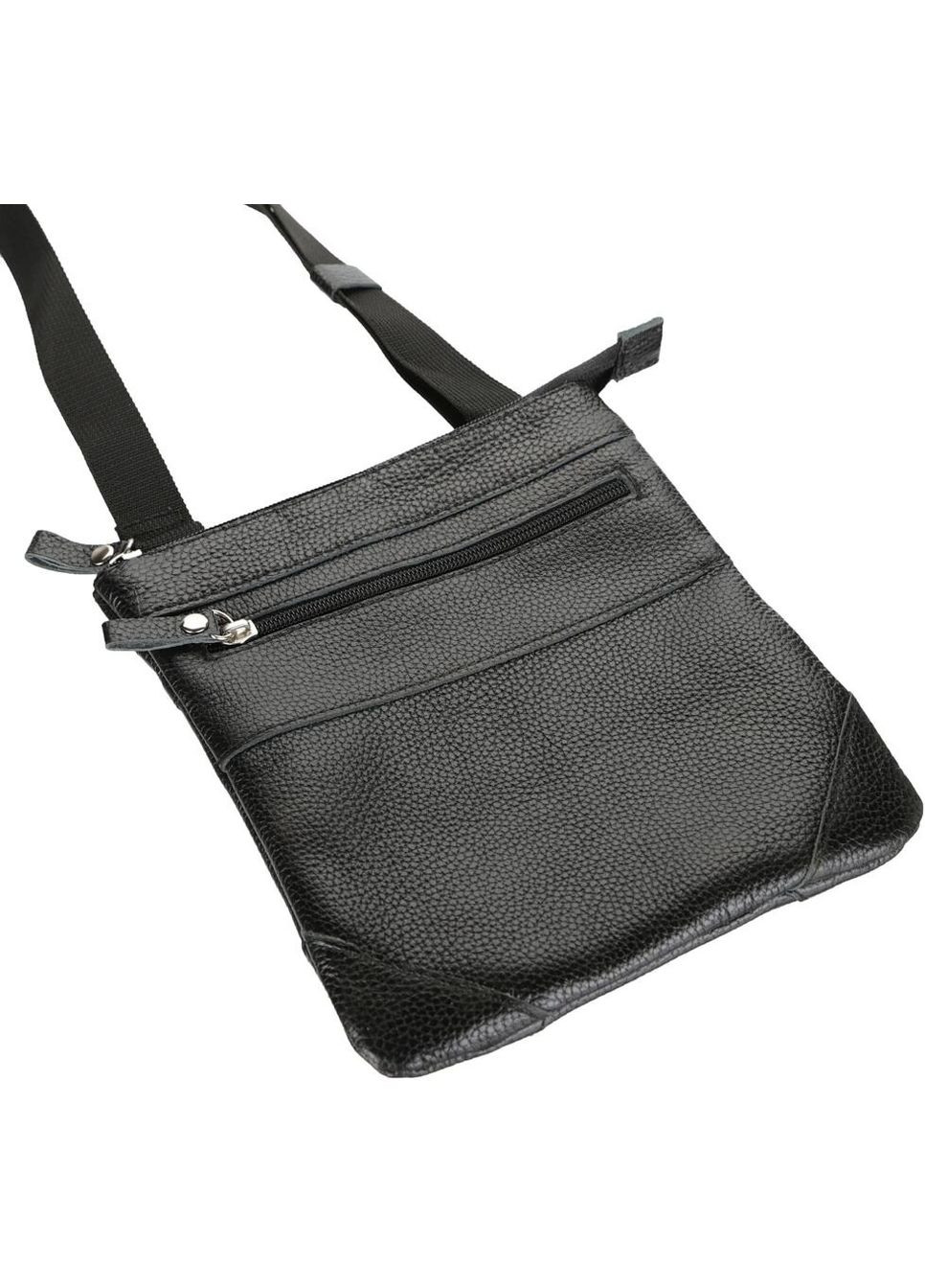 Кожаная сумка кросс боди мужская мессенджер через плечо черная 11025 Shvigel (329198626)