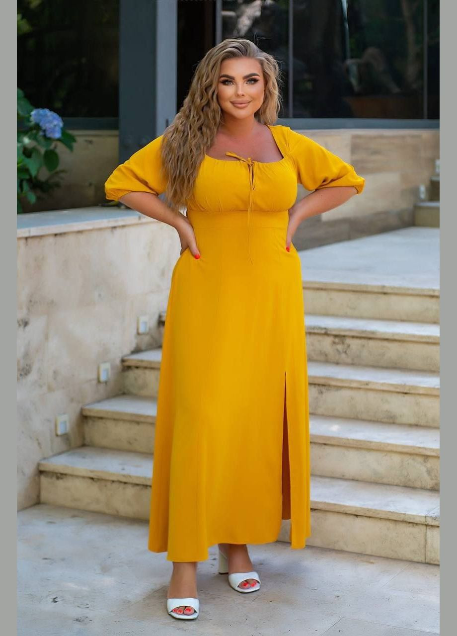 Желтое платье длинное No Brand