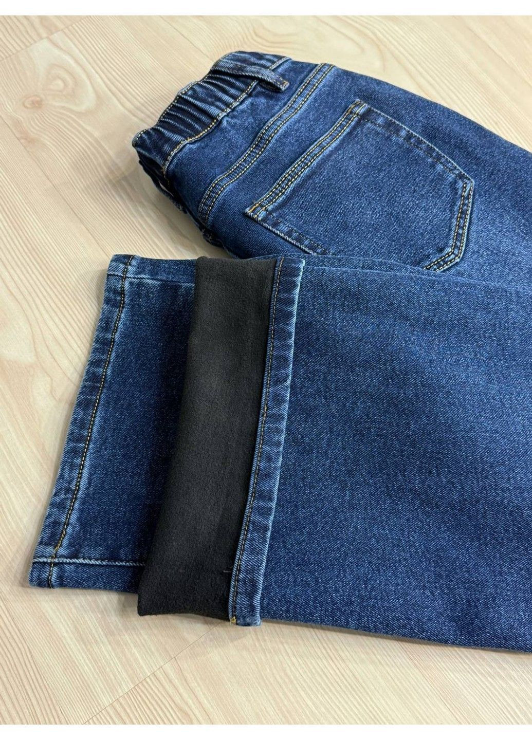 Джинси жіночі 8331 утеплені на флісі палаццо прямі з резинкою на талії сині Vanver - (363449418)