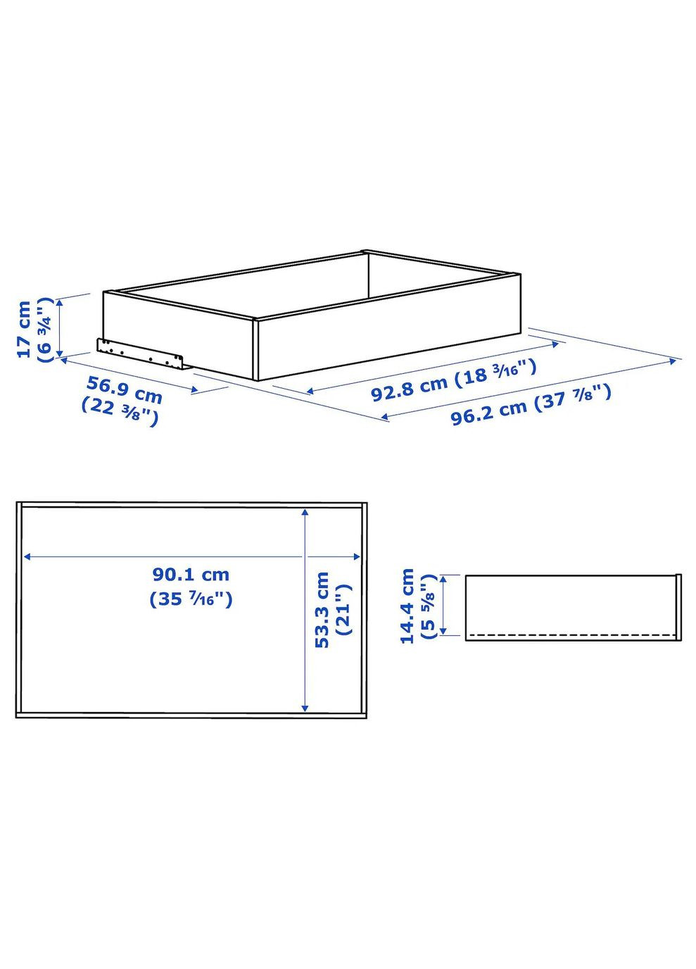Шухляда зі скляною передньою частиною ІКЕА KOMPLEMENT 100х58 см (80509202) IKEA (278406545)