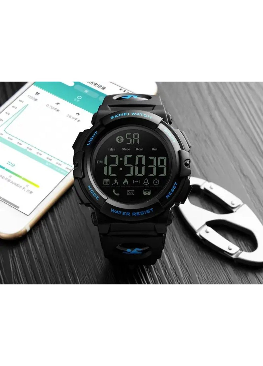 Чоловічий спортивний наручний годинник 1303 з крокоміром Синій Skmei (314484101)