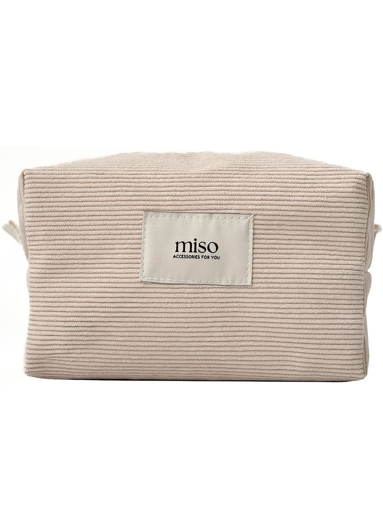 Косметичка квадрат вельвет бежевого цвета MIDDLE Miso (353844623)