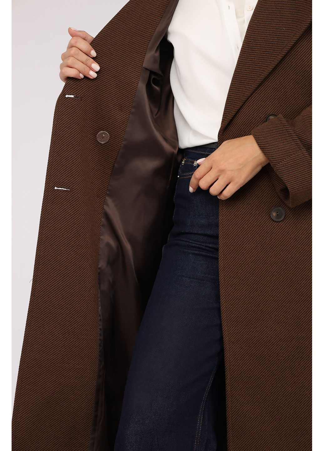 Коричневое демисезонное Пальто женское цвет коричневый ЦБ-00278518 Yuki