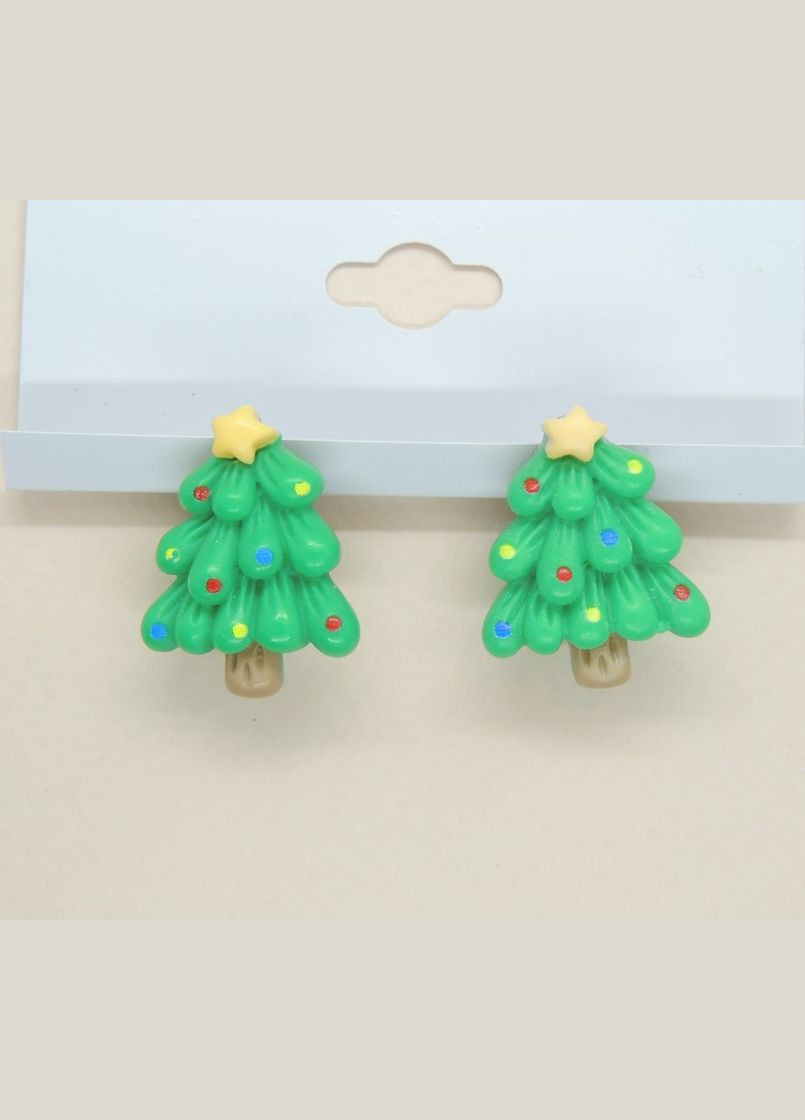 Сережки кліпси дитячі для вух без пробивання Новорічна святкова Ялинка Liresmina Jewelry (289844108)