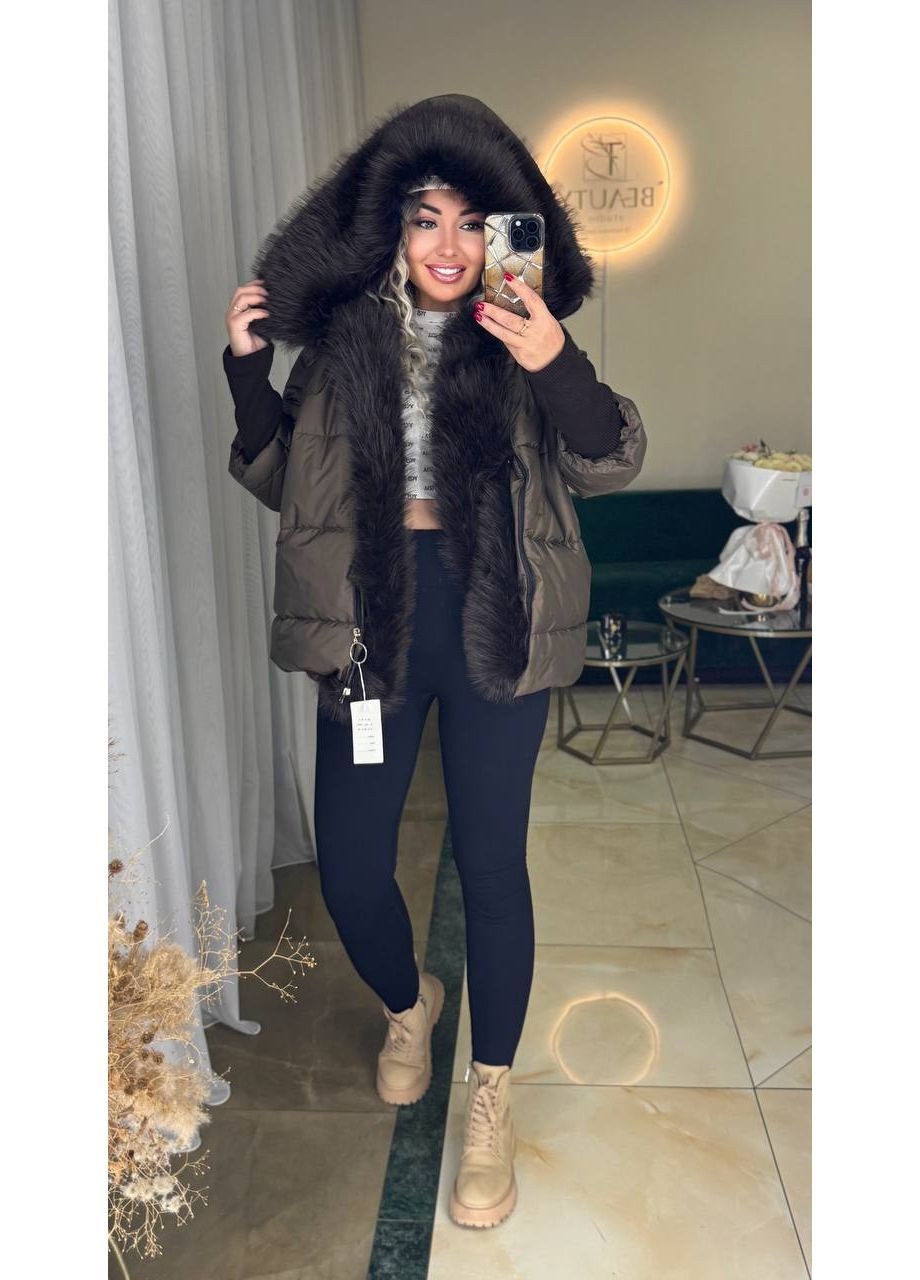 Коричнева зимня куртка No Brand