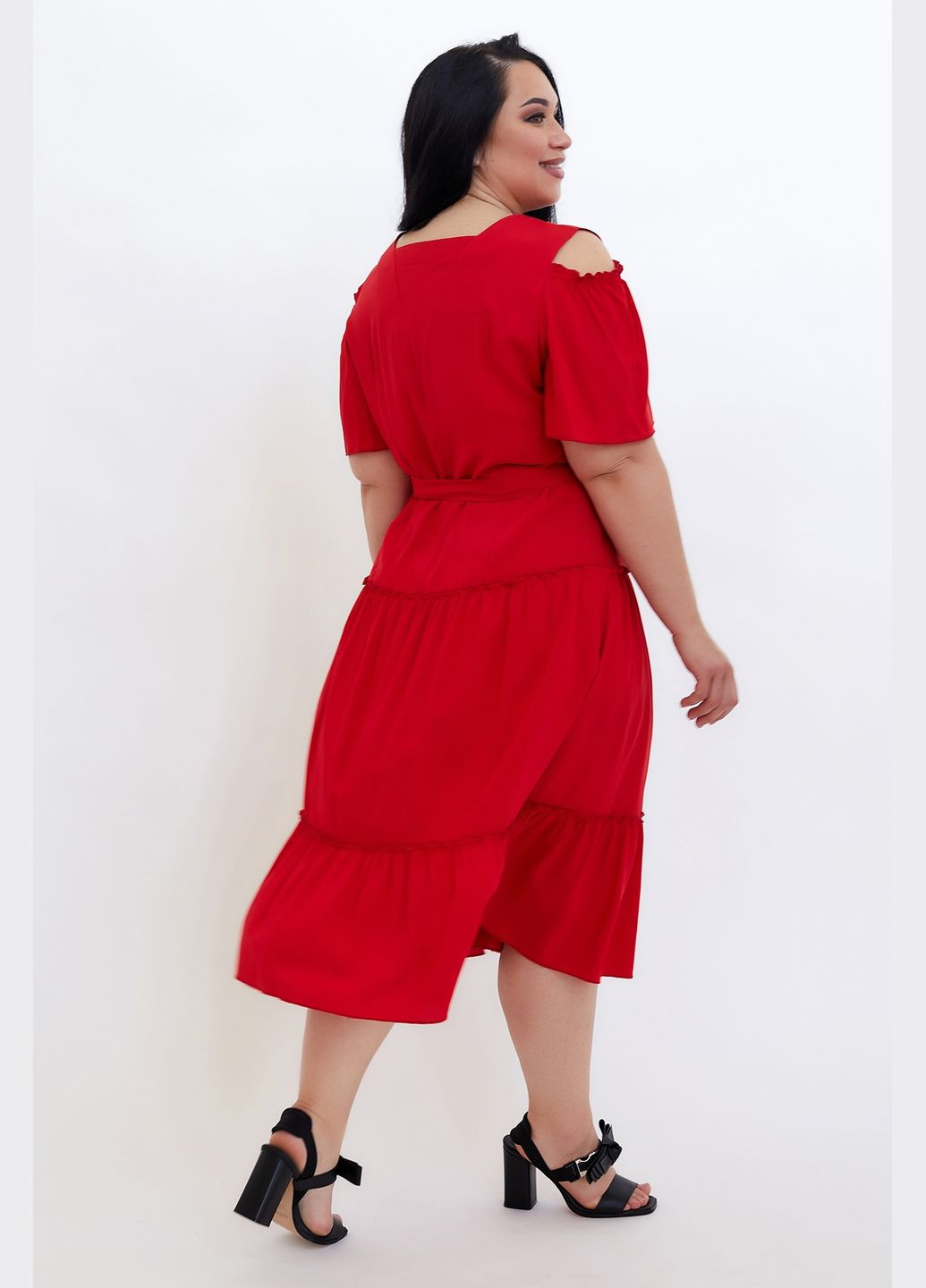 Червона повсякденний жіноча сукня напівприлеглого силуету з тонкої костюмної тканини all posa (ap100688p) A'll Posa