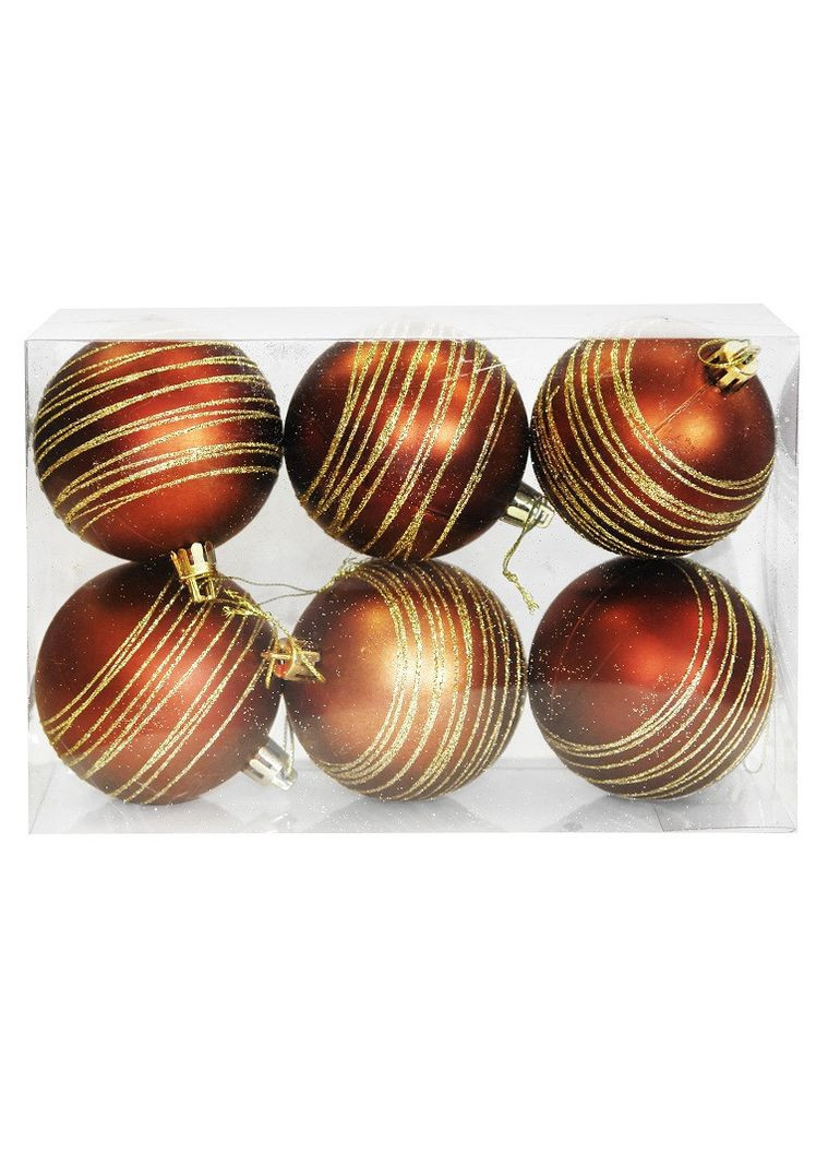 Набір кульок 6 шт, 7 см, пластик, колір коричневий з візерунком Jumi (326025496)