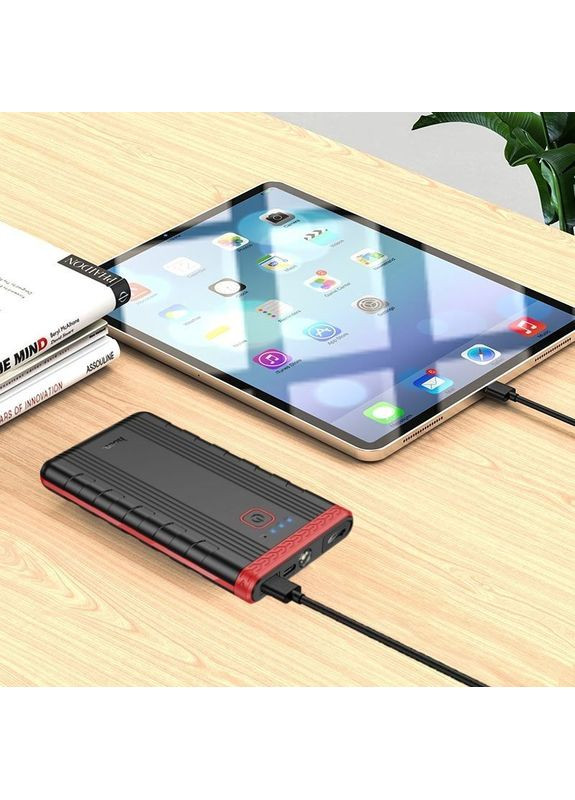 Батарея мобільна універсальна 3 в 1 аварійний автомобільний стартер, ліхтар, павербанк 6000 мАг (Q145) Hoco (361161846)