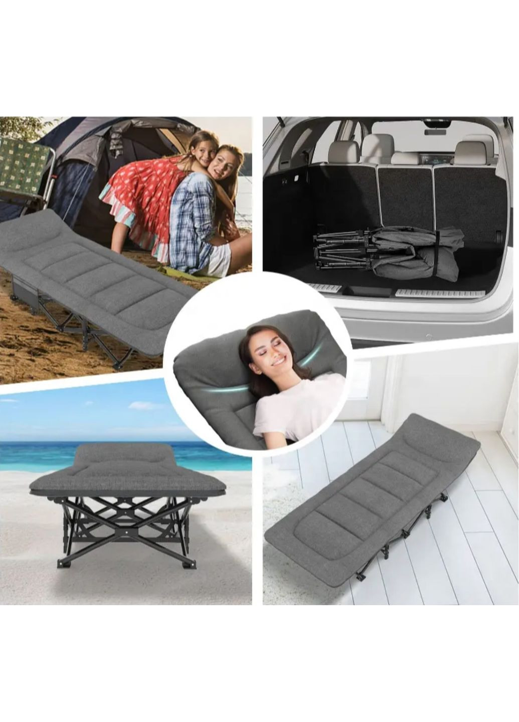 Туристическая раскладушка Серая (HT-169K Grey) LEOBRO (360397615)