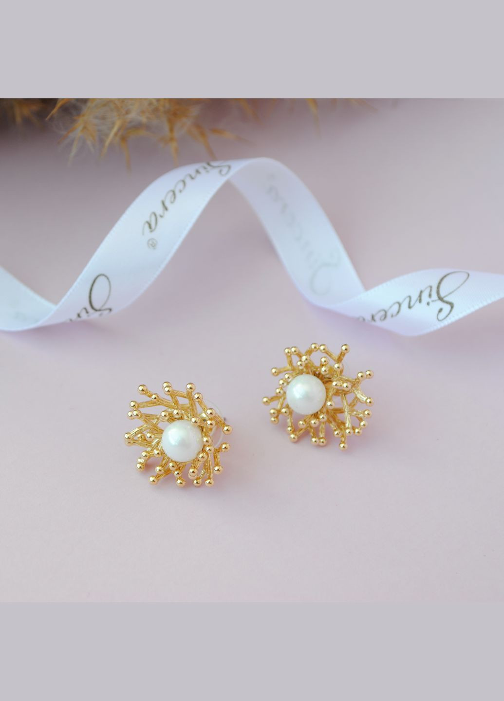 Асиметричні сережки з перлиною Корали Sincera (340465271)