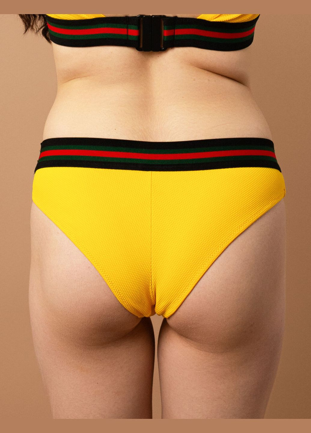 Желтые купальные трусики слип со средней талией полосатый комфорт so246812 жёлтый Brabrabra
