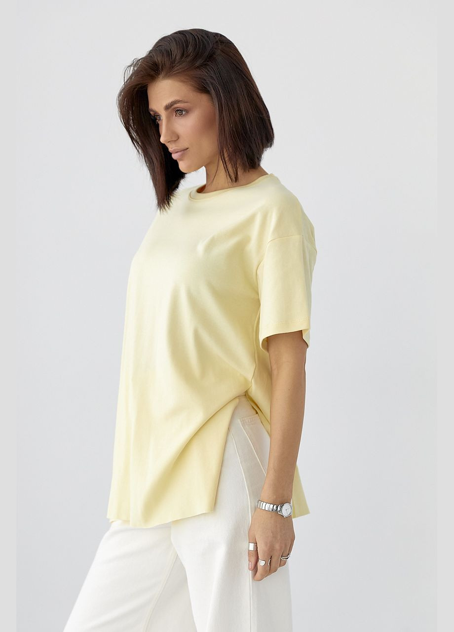 Однотонная футболка с разрезами Lurex - (329626616)