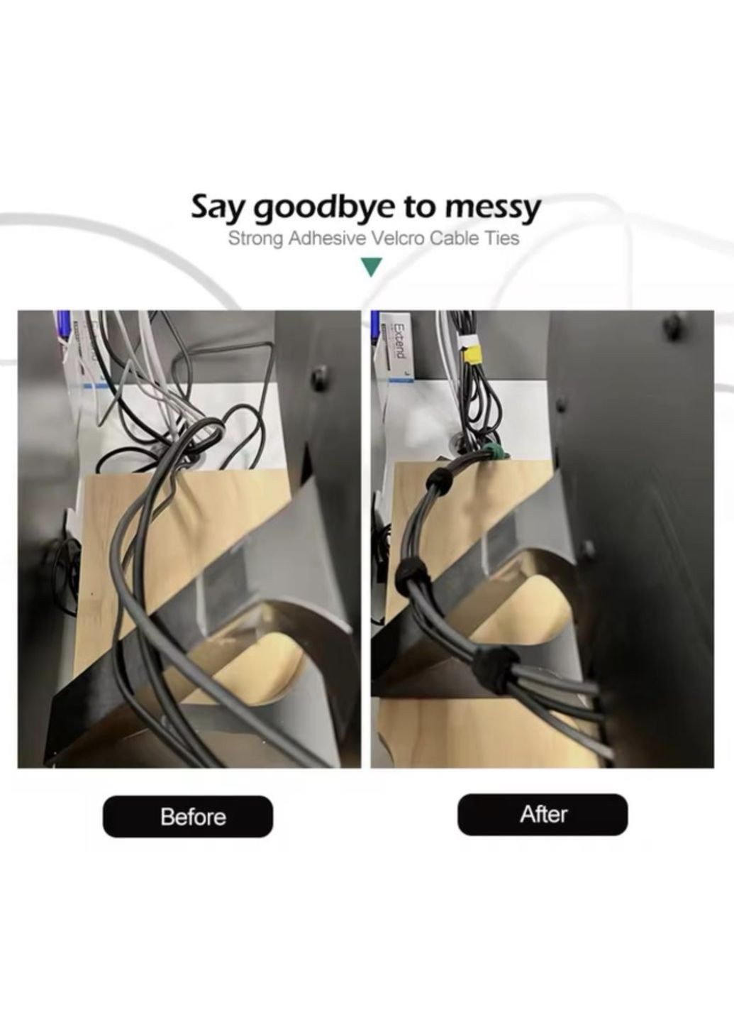 Органайзер кабеля стяжка липучка хомут фиксатор для проводов стрепы 25 штук многоразовые L Разноцветные Lencent (340276247)