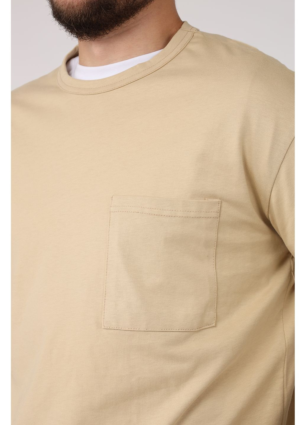 Футболка з довгим рукавом чоловіча колір бежевий ЦБ-00284935 Yuki бежевий трикотаж