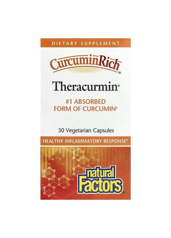 Екстракт куркуміну, теракурмін, 30 мг, CurcuminRich, Theracurmin,, 30 вегетаріанських капсул Natural Factors (330626570)