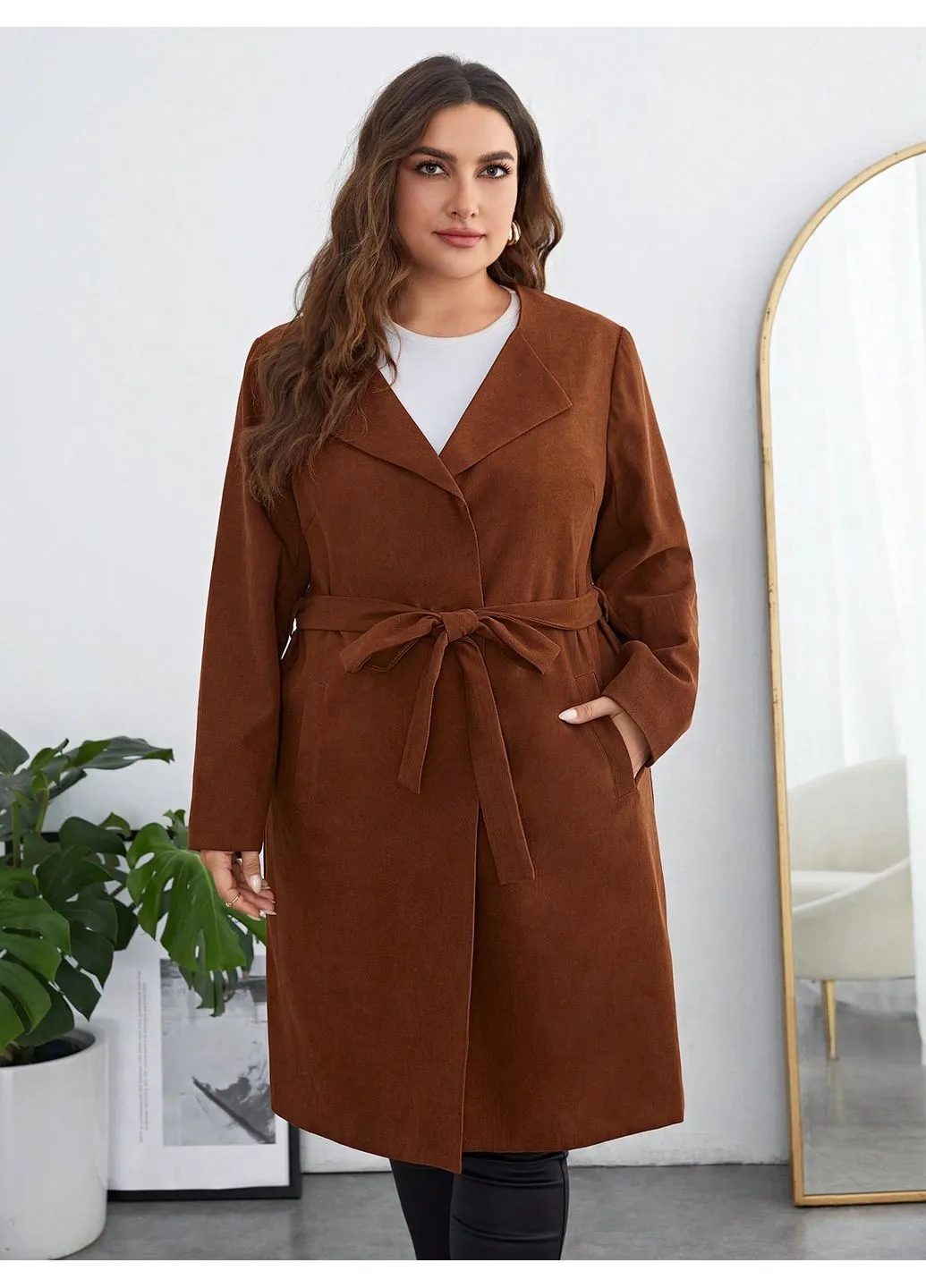Коричневе демісезонне Пальто SHEIN