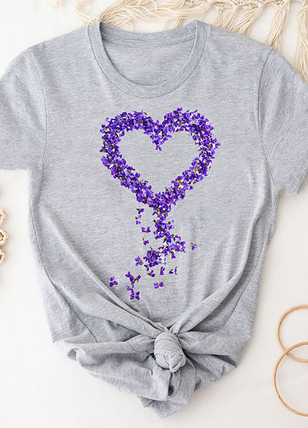 Сіра демісезон футболка жіноча сіра vibrant floral heart Love&Live