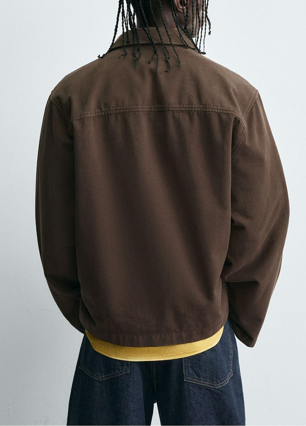 Коричневая рубашка однотонная Zara