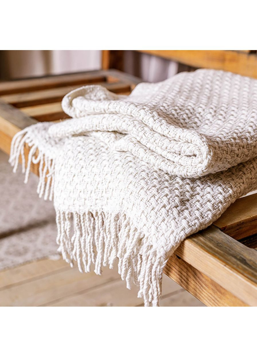 Плед на односпальне ліжко 140х200 з вовни айворі 51970122 Lanavitta (366959126)