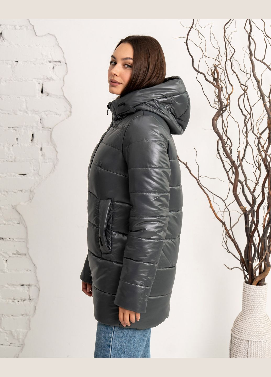 Графітова зимня парка зимова жіноча молодіжна SK