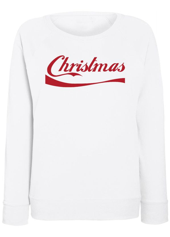 Жіночий новорічний світшот Christmas (Coca-Cola Font) (білий) Fat Cat - крій білий - (283035699)