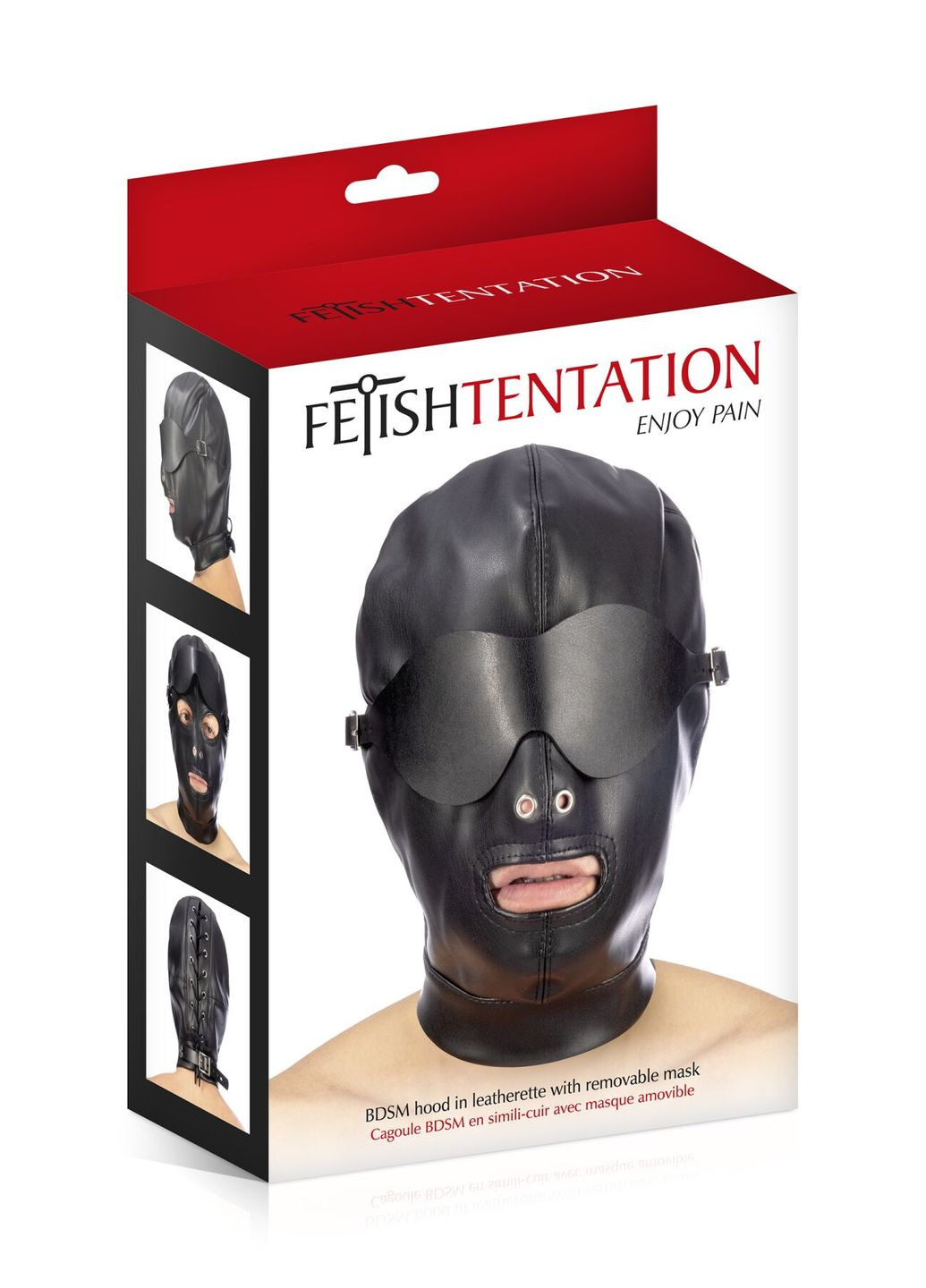 Капюшон для БДСМ со съемной маской BDSM hood in leatherette with removable mask Fetish Tentation (297587177)