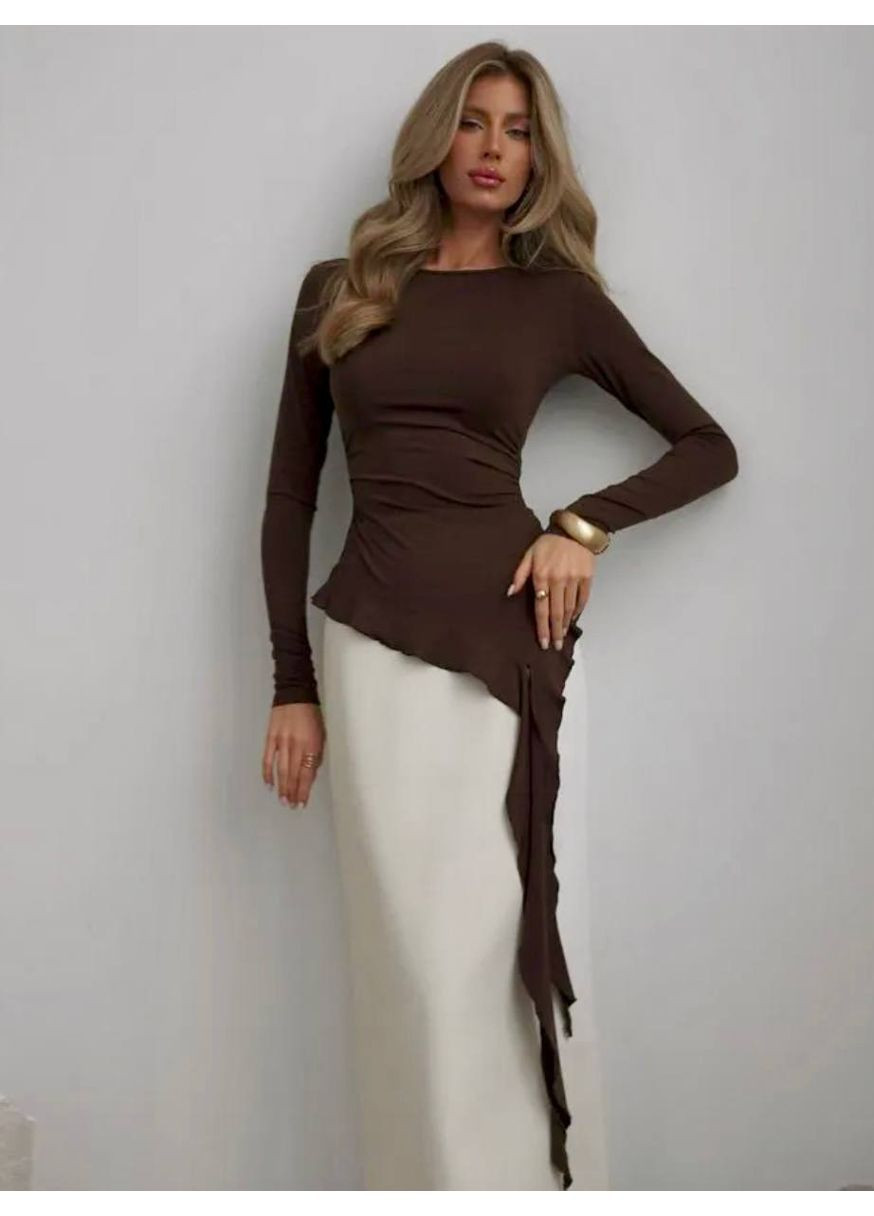 Женский лонгслив с ассиметричным волнистым низом. MonCher (369378567)