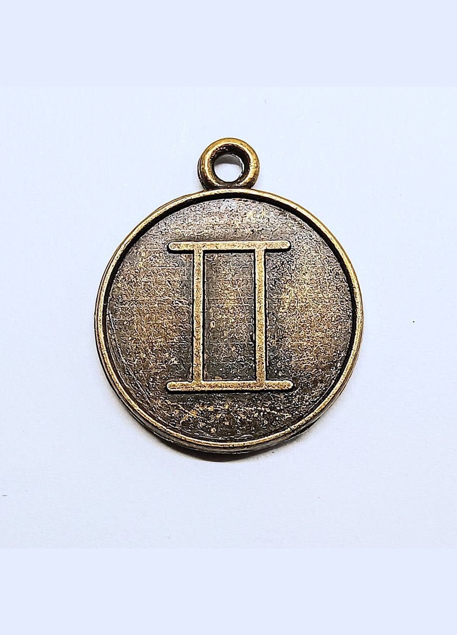 Подвески металлические Кулон круглый знак зодиака двусторонний Близнецы Античная бронза 21.5мм x 18 мм Finding (327890871)
