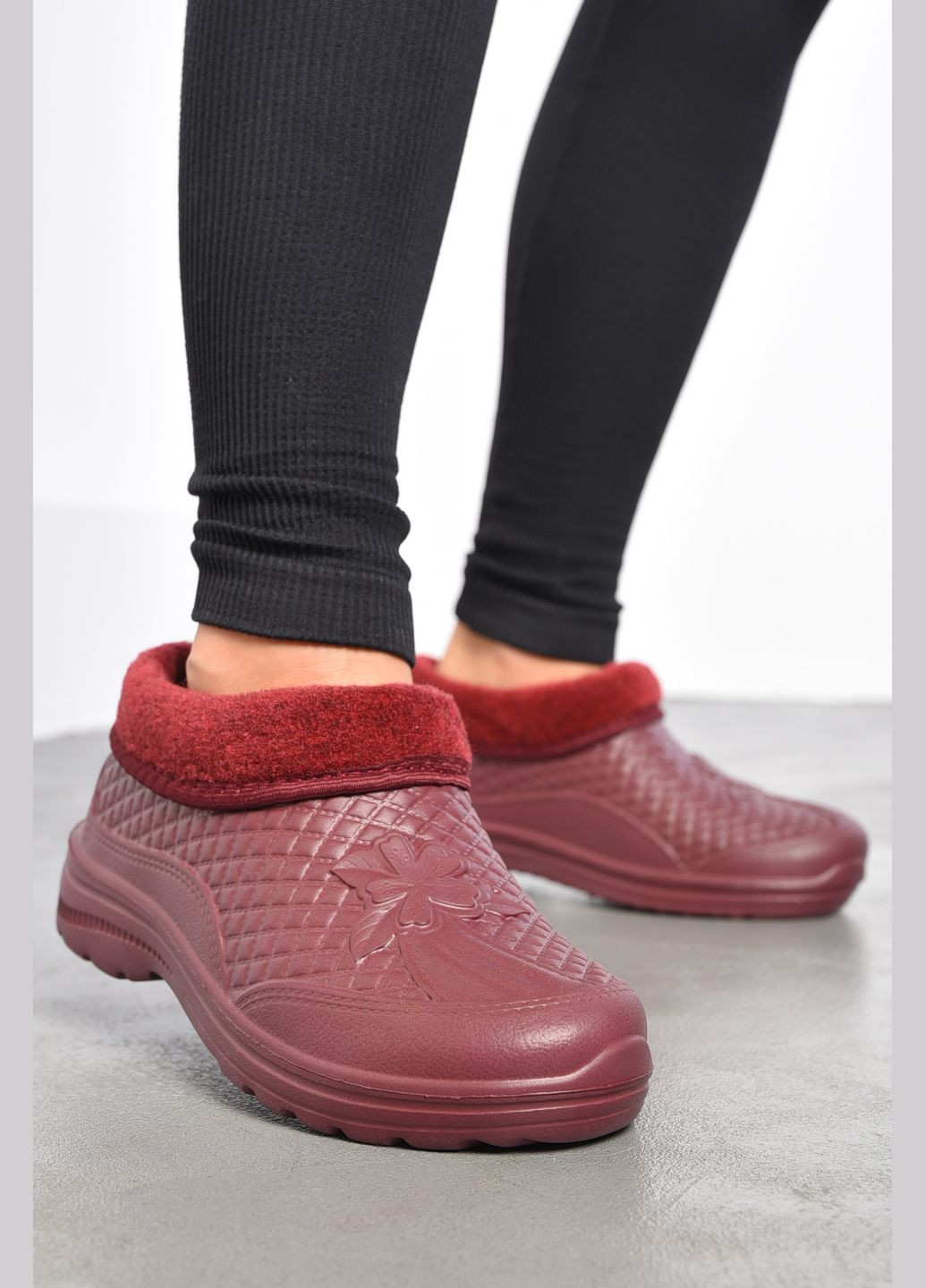 Галоши женские на меху бордового цвета Let's Shop (302660711)