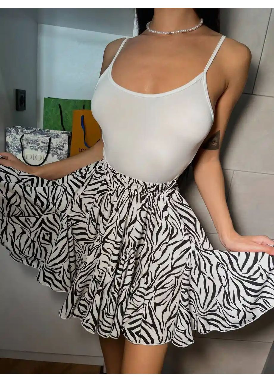 Міні спідниця з шортами та клинами чорна No Brand (362085381)