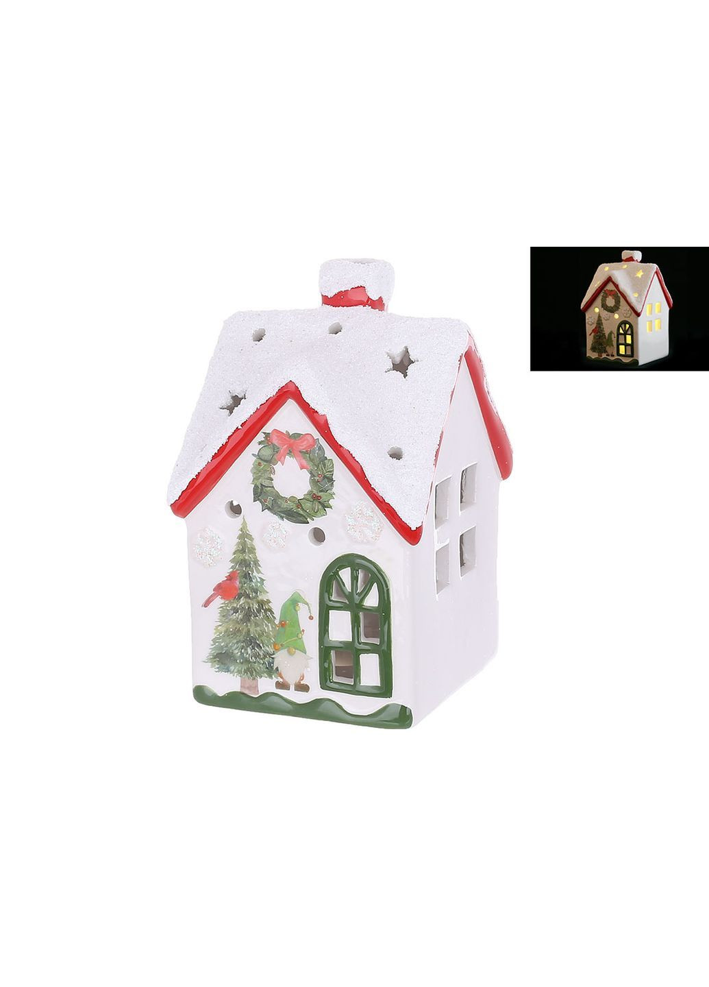 Декоративный Дом с заснеженной крышей и LED подсветкой, 9.6*8.8*14.3см Home Decor (365629693)