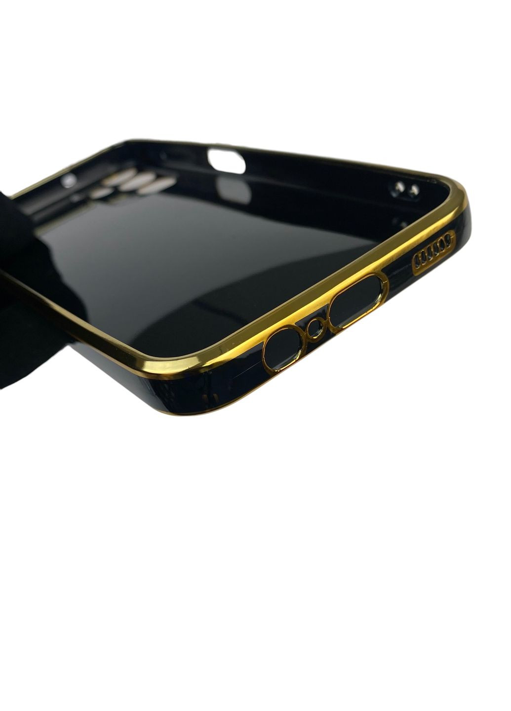 Чохол для Galaxy A14 5G (SM-A146) глянцевий з кільцем MagSafe із золотою окантовкою на самсунг а14 5г чорний gs1 Samsung (366227844)