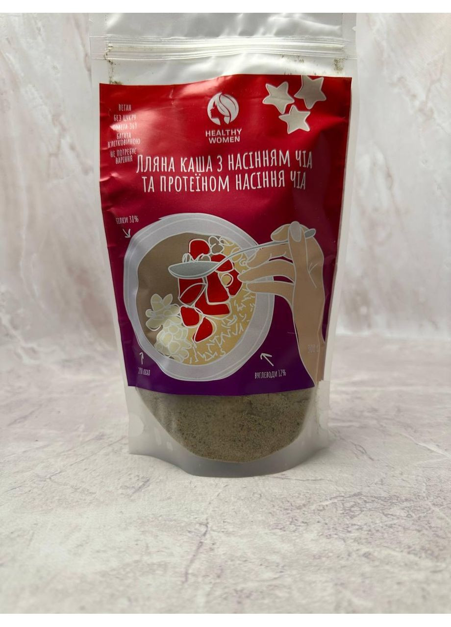 Лляна каша з насінням чіа та протеїном насіння чіа Healthy Women 300 г No Brand (363116779)